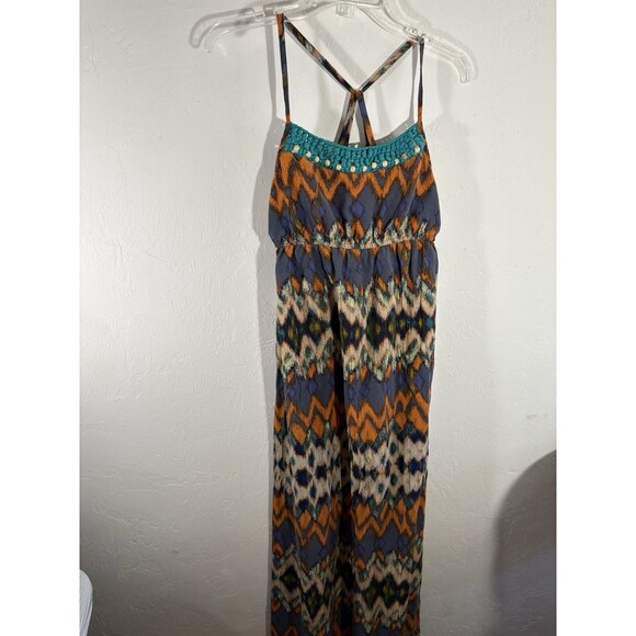 Mossimo Boho Long Strap Sun Dress Crochet small Flowy Black Blue Orange Teal - Picture 3 of 9